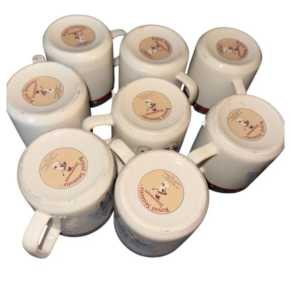 Royal Seasons Stoneware Snowman Print Coffee Mugs Dishwasher & Microwav - Picture 3 of 5